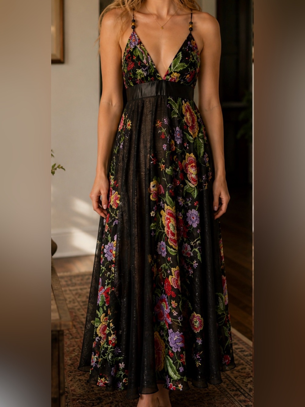 🌸 Tricia Fix Boho Bloom Maxi Gown – Preloved Charm, 🌸 Size Large - Picture 2 of 16